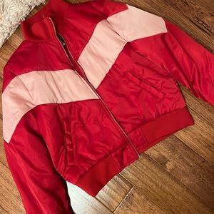 Red and pink bomber jacket